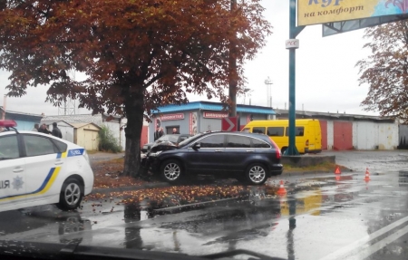 В Кременчуге Honda врезалась в дерево: пострадало 2 человека