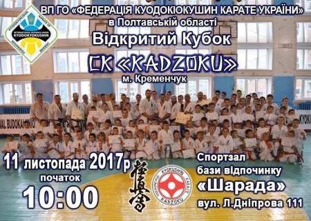 11 листопада у Кременчуці пройде перший в історії дитячий турнір з кіокушин карате
