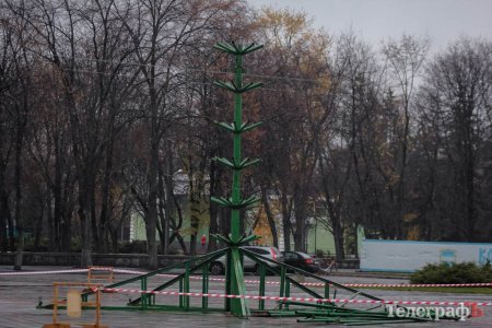 Фотофакт: главная ёлка Кременчуга почти собралась