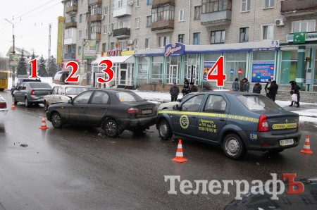 В Кременчуге столкнулись 4 машины (ФОТО, ВИДЕО)