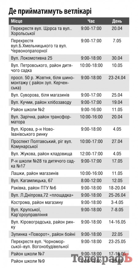 Кременчуцькі ветеринари будуть робити щеплення тваринам
