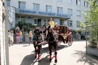 В Кременчуге роженицу встретили на карете с лошадьми (ФОТО, ВИДЕО)