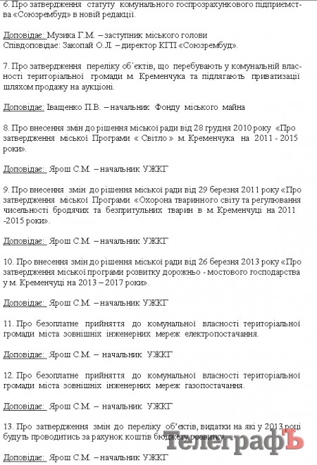 24 сентября состоится сессия Кременчугского горсовета