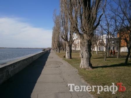 Тополя вдоль набережной Днепра в Приднепровском парке проредят