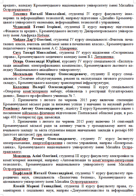 30 кременчуцьких студентів отримуватимуть стипендію міської ради