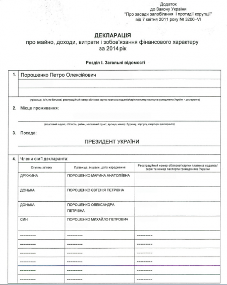 Порошенко задекларировал 369 млн гривен