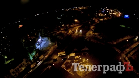 Ночной Кременчуг с высоты птичьего полёта