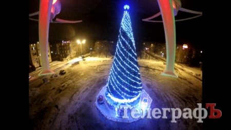 Ночной Кременчуг с высоты птичьего полёта