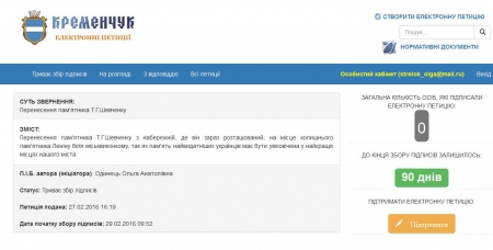 Петиція меру: перенести Шевченка на місце Леніна