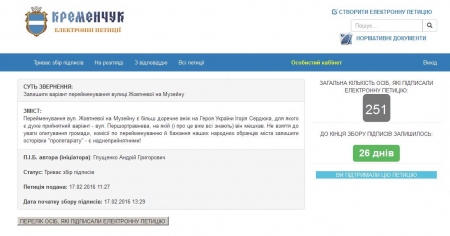 Відповідь на петицію: автору пропонують перейменувати вулицю за власний кошт