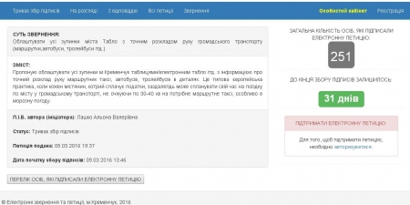 Мер Кременчука розгляне петицію про розклад руху транспорту на зупинках