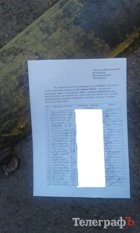 В Кременчуге жители поссорились из-за «лежачих полицейских»