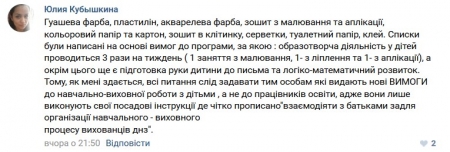 Кременчужане обсуждают списки, которые выдают родителям в детсадах