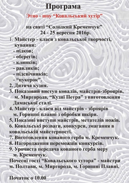 24 вересня. Кременчуцькі ковалі проведуть майстер-класи до Дня Міста