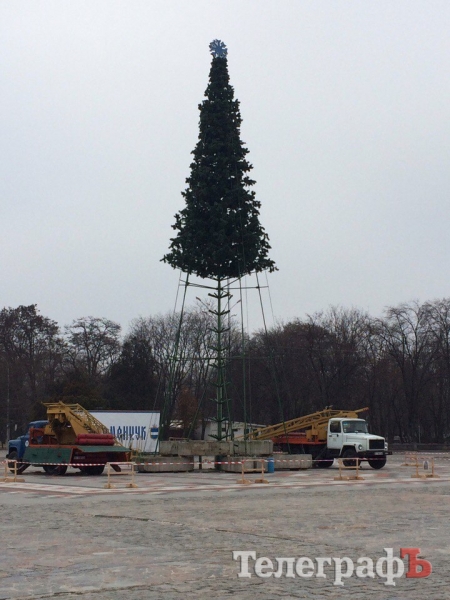 Главная ёлка Кременчуга уже полуодетая