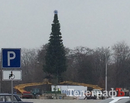 Главная ёлка Кременчуга уже полуодетая