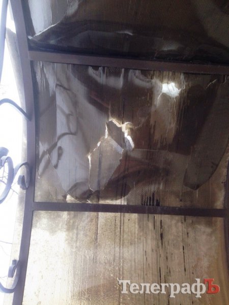 Вжух-вжух – сосулька сбита, в козырьке зияет дырка