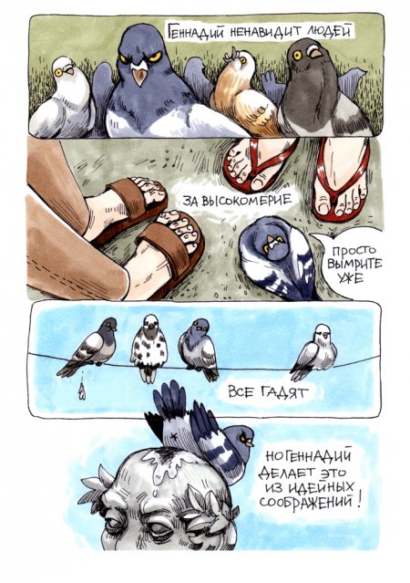 В конце рабочего дня: история о жизни и приоритетах сурового голубя Геннадия