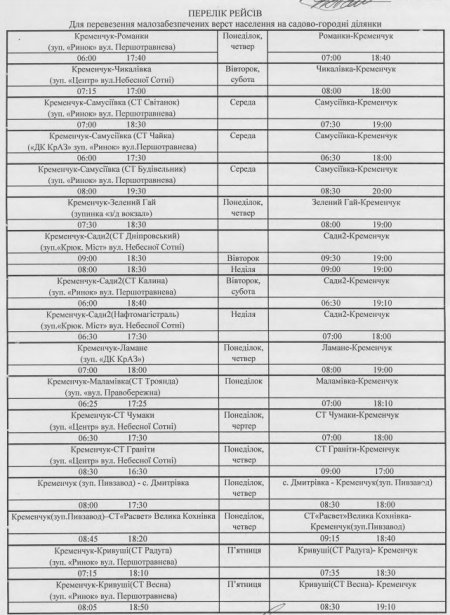 Все на огород: в Кременчуге утвердили список бесплатных рейсовых автобусов