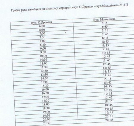 У Кременчуці запрацював автобусний маршрут 16-Б «вул. О. Древаля – вул. Молодіжна»