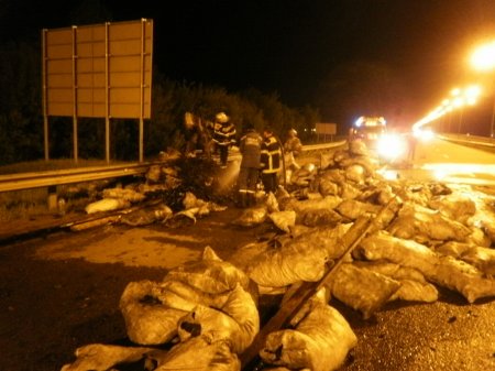 На Полтавщине во время движения загорелся прицеп грузовика