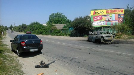 Под Кременчугом после аварии сгорел автомобиль