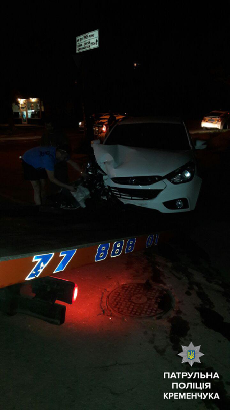 В Кременчуге пьяная женщина на Hyundai врезалась в дерево