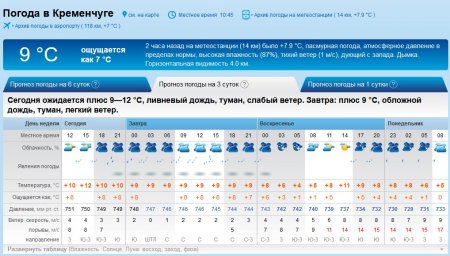 Туман, ветер и сильный дождь прогнозируют Кременчугу синоптики на выходные