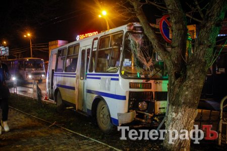 В Кременчуге автобус врезался в дерево: есть пострадавшие