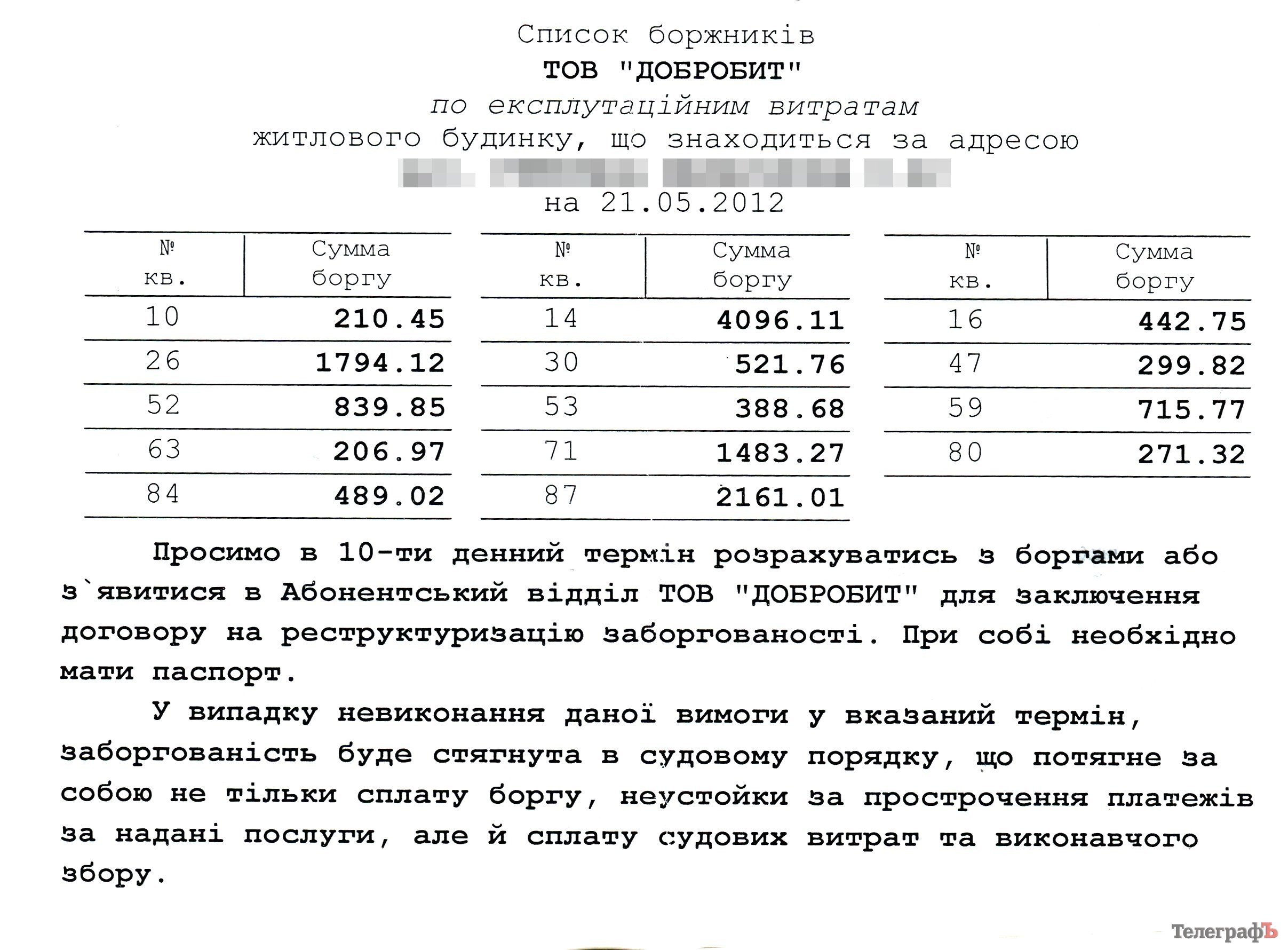 Компанія «Добробит» розповідає мешканцям про борги сусідів Компанія «Добробит» розповідає мешканцям про борги сусідів