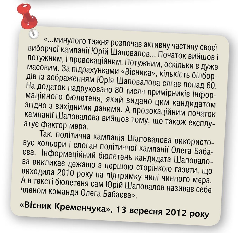 «И это все о нем...» Юрій Шаповалов, нардеп від Кременчука «И это все о нем...» Юрій Шаповалов, нардеп від Кременчука