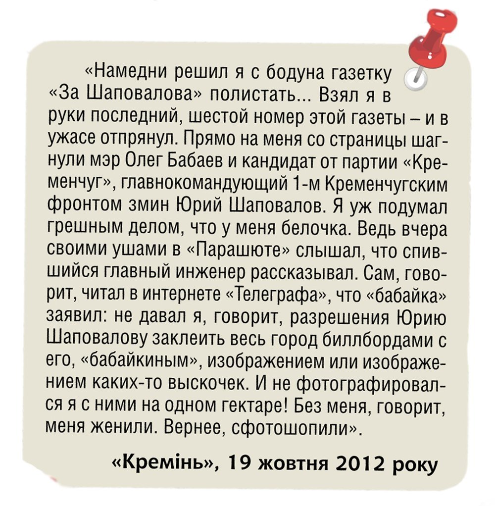 «И это все о нем...» Юрій Шаповалов, нардеп від Кременчука «И это все о нем...» Юрій Шаповалов, нардеп від Кременчука