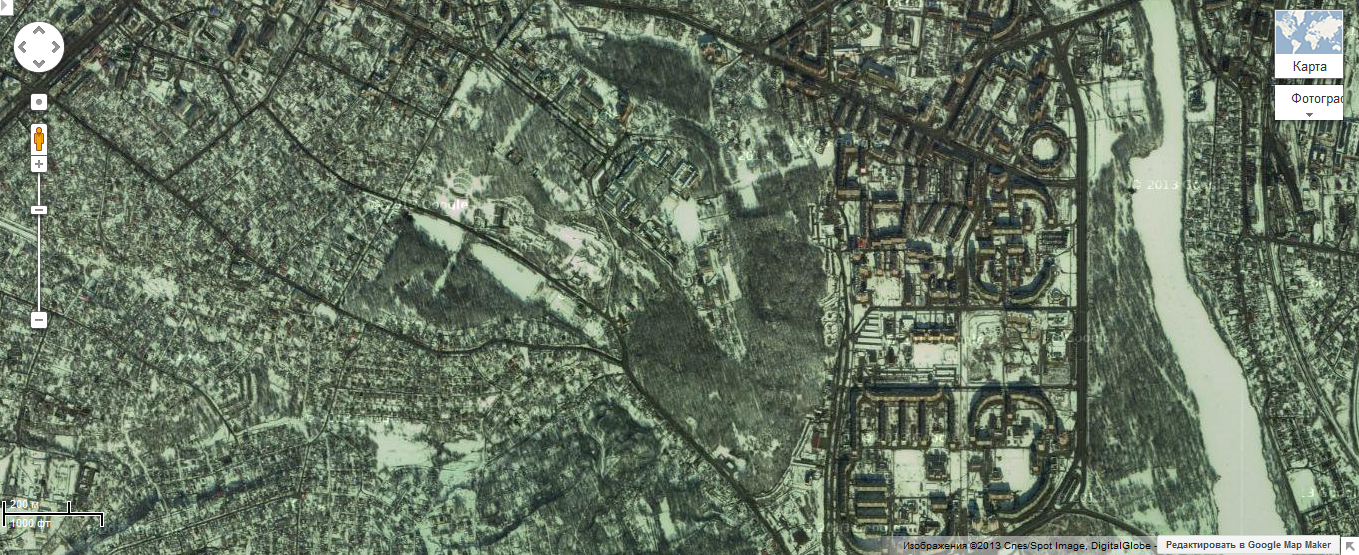 На Картах Google Полтаву засыпало снегом, а в Кременчуге – по-прежнему жара На Картах Google Полтаву засыпало снегом, а в Кременчуге – по-прежнему жара