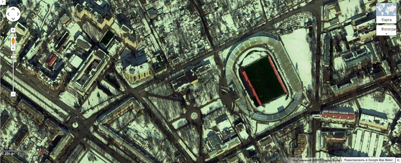На Картах Google Полтаву засыпало снегом, а в Кременчуге – по-прежнему жара На Картах Google Полтаву засыпало снегом, а в Кременчуге – по-прежнему жара