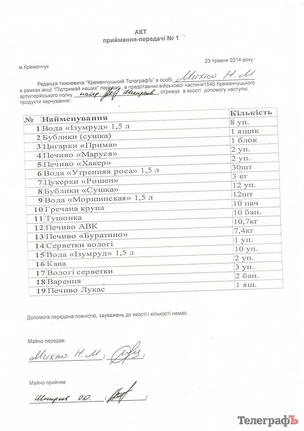 Кременчужане активно помогают военным вместе с «Телеграфом» Кременчужане активно помогают военным вместе с «Телеграфом»