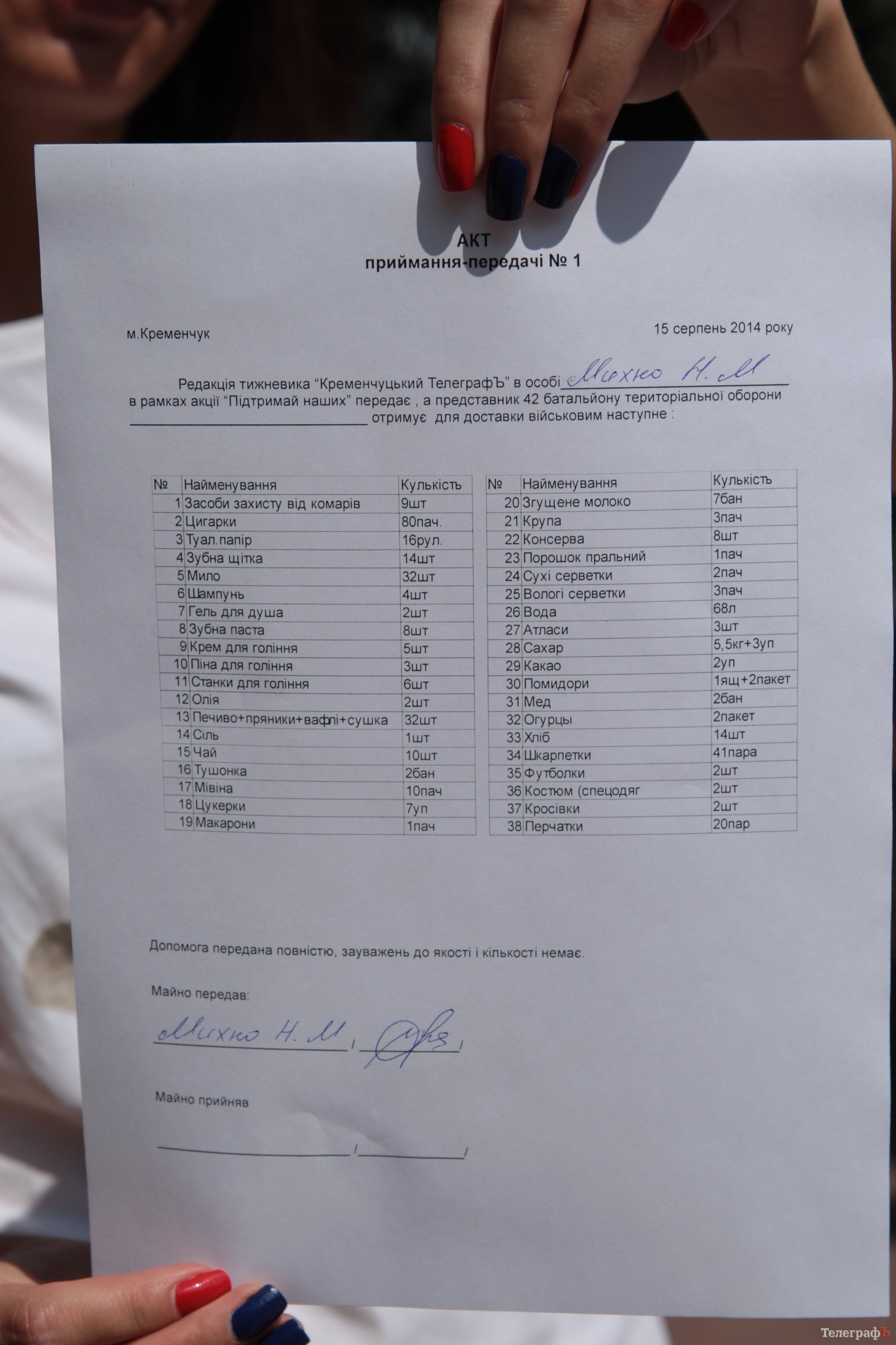 Кременчужане собрали помощь 42 батальону территориальной обороны Кременчужане собрали помощь 42 батальону территориальной обороны