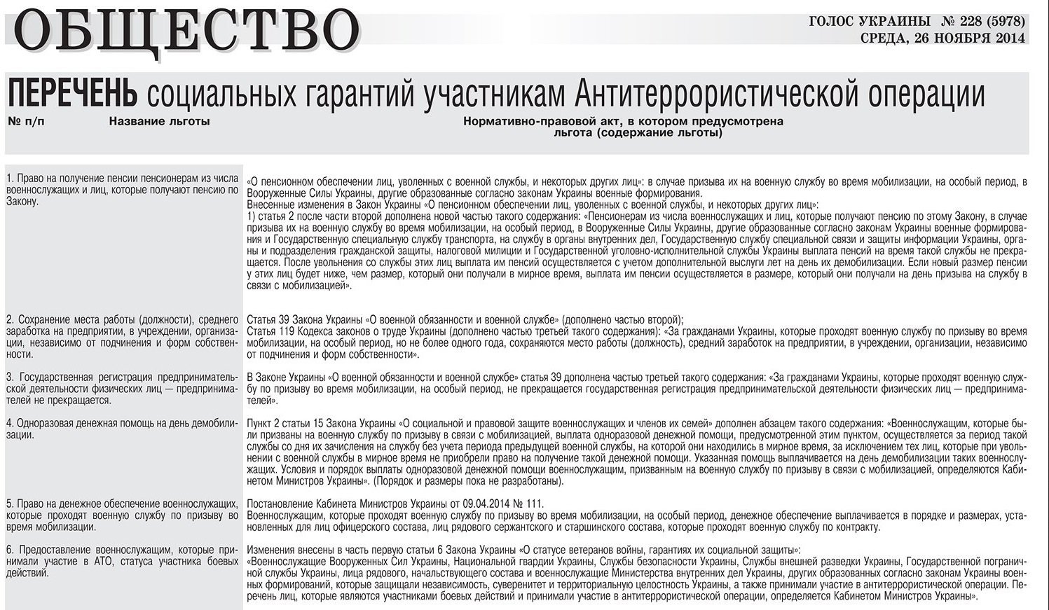 Обнародован перечень льгот для участников АТО Обнародован перечень льгот для участников АТО