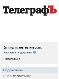 Ночью у "Телеграфа" Вконтакте появился 25 000-й подписчик Ночью у "Телеграфа" Вконтакте появился 25 000-й подписчик