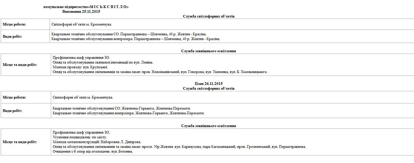 Сьогодні, 26 листопада, комунальники Кременчука прибиратимуть місто і лагодитимуть освітлення Сьогодні, 26 листопада, комунальники Кременчука прибиратимуть місто і лагодитимуть освітлення