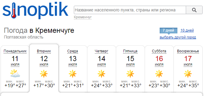 Самый точный прогноз: в Кременчуг вернётся жара до +34С Самый точный прогноз: в Кременчуг вернётся жара до +34С