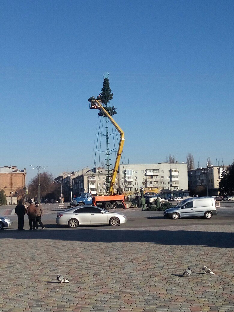 Главная ёлка Кременчуга уже полуодетая Главная ёлка Кременчуга уже полуодетая