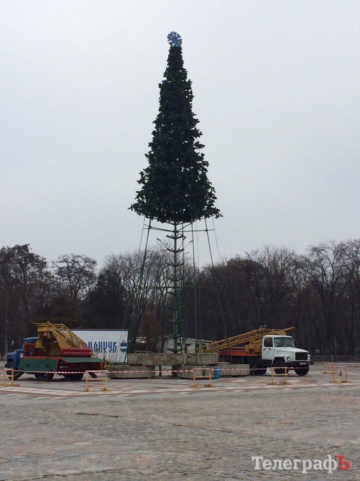 Главная ёлка Кременчуга уже полуодетая Главная ёлка Кременчуга уже полуодетая