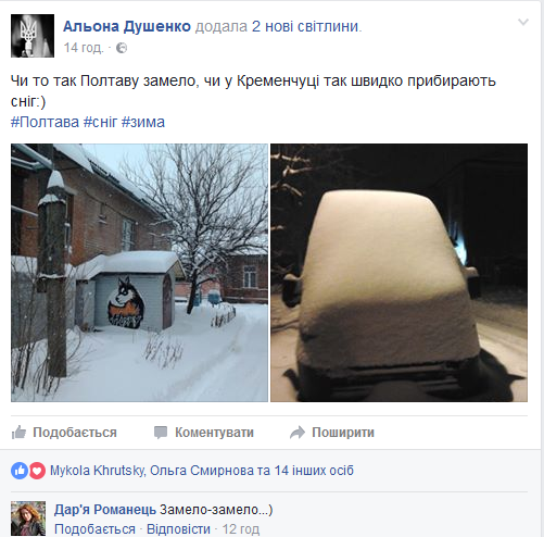 Кременчужани діляться зимою у cоціальних мережах Кременчужани діляться зимою у cоціальних мережах