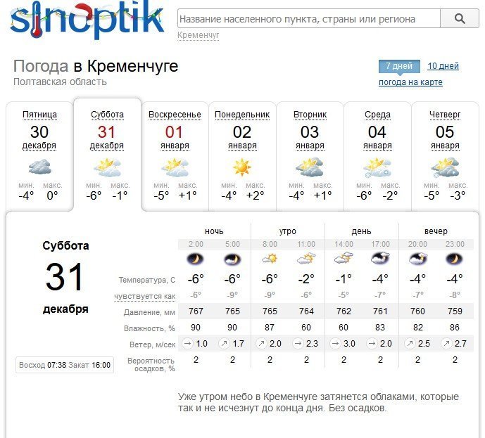 Дощу не буде: до якої погоди готуватись кременчужанам на Новий рік Дощу не буде: до якої погоди готуватись кременчужанам на Новий рік