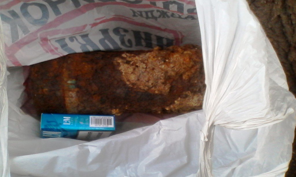 В Кременчуге на улице в пакете нашли немецкий артснаряд В Кременчуге на улице в пакете нашли немецкий артснаряд