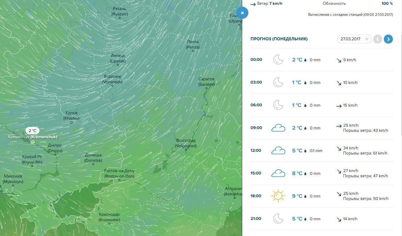 Останній тиждень березня буде суворим: вітрюган, дощ та мороз чекають на кременчужан Останній тиждень березня буде суворим: вітрюган, дощ та мороз чекають на кременчужан