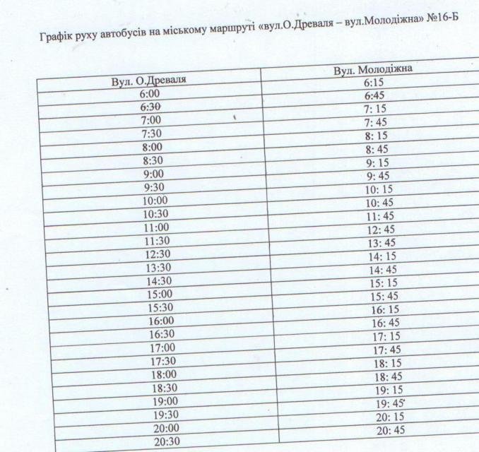 У Кременчуці запрацював автобусний маршрут 16-Б «вул. О. Древаля – вул. Молодіжна» У Кременчуці запрацював автобусний маршрут 16-Б «вул. О. Древаля – вул. Молодіжна»