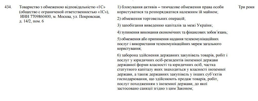 В Украине вводят запрет на программу 1С - санкции против РФ В Украине вводят запрет на программу 1С - санкции против РФ