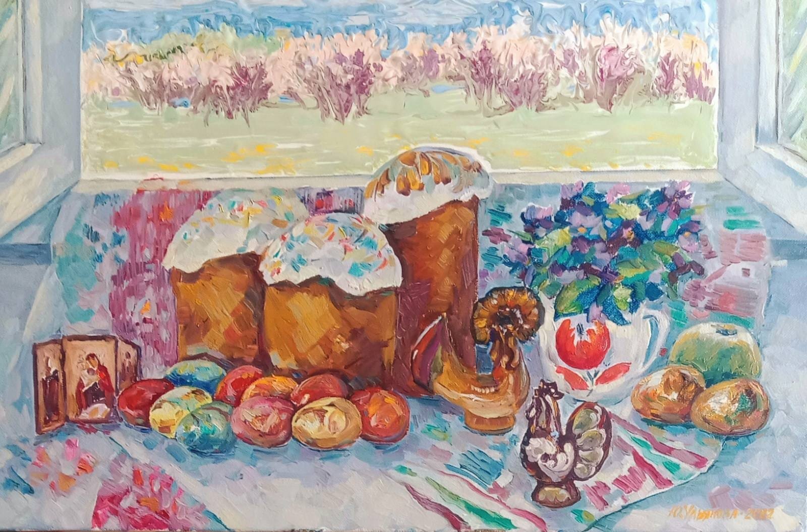 Зацвіли сади в Україні ще до Великодня. Полотно, олія, акрил. 70*50 Стартова ціна - 5000 грн.