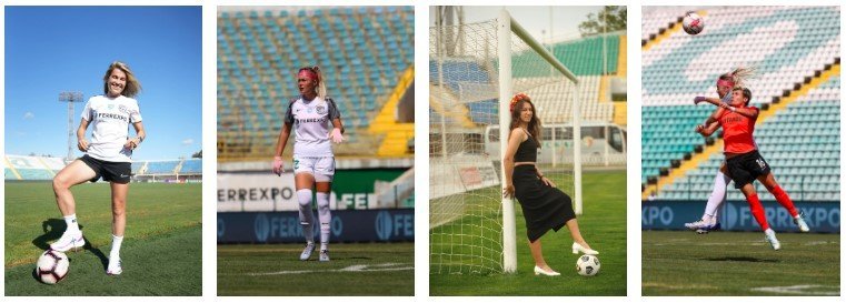 Жінки-футболістки на полі